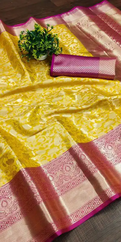 MB™️  3235 Yellow Color Soft Organic Banarasi Silk Gold Zari Weaving Saree Casual, Party Wear, Festival, Events, .  Expected Delivery  4-6 Working Days @1749 | Designer Sarees, Sarees, Bollywood Sarees, Creative Sarees, Embroidered Sarees, Ethnic Saree, Modern Digital sarees, Party Wear Sarees