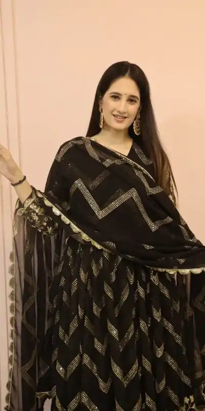  DC G51 Black Color Georgette Sequence Embroidery Gown Casual, Wedding, Party, Festive, Events Etc. Expected Delivery 4-6 Working Days @2099/- | Gowns, Bollywood Gowns, Creative Gowns, Designer Gowns, Embroidered Gowns, Party Wear Gowns