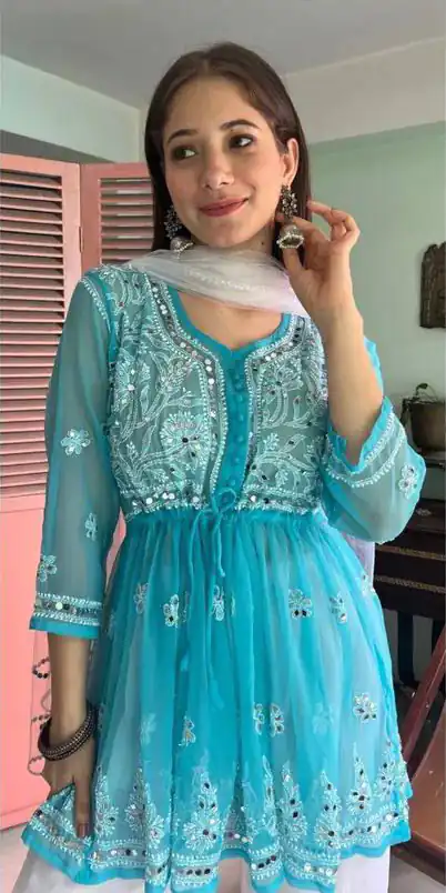 ST 70 Blue Color Georgette Embroidery Mirror Salwar Suit Casual, Wedding, Party, Festive, Events Etc. Expected Delivery 4-6 Working Days @1999/- | Jump Suits, Salwar suit, Casual Suits, Creative suits, Designer Suits, Palazzo Suits, Party Wear Suits, Patiala Suits, Straight Suits