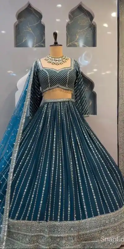 NF 1206 Royal Blue Color Georgette Multi Needle Work Lehenga Choli Casual, Party Wedding, Festive, Events Etc. Delivery 4-6 Working Days 2149/- | Lehenga, Bollywood Lehenga, Creative Lehenga, Designer Lehenga, Embroidered Lehenga, Party Wear Lehenga