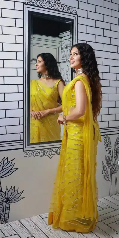 JR 614 Yellow Color Georgette Embroidery Sequence Tassels Saree Casual, Wedding, Festive, Events Expected Delivery  4-6 Working Days @1699/- | Designer Sarees, Sarees, Bollywood Sarees, Creative Sarees, Embroidered Sarees, Ethnic Saree, Modern Digital sarees, Party Wear Sarees