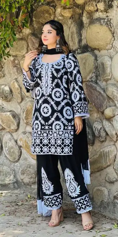 RTC 5624 Black Color Foix Georgette Chine Stitched Salwar Suit Wedding, Party, Festive, Events Etc. Expected Delivery 4-6 Working Days @2149/- | Jump Suits, Salwar suit, Casual Suits, Creative suits, Designer Suits, Palazzo Suits, Party Wear Suits, Patiala Suits, Straight Suits