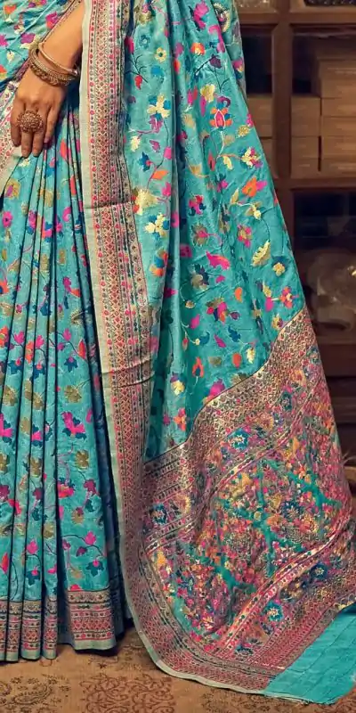 DDF 502 Blue Color Kashmiri Running Thread Zari Work Saree Casual, Party Wear, Events, Festivals Etc. Expected Delivery 4-6 Working Days 2399/- | Designer Sarees, Sarees, Bollywood Sarees, Creative Sarees, Embroidered Sarees, Ethnic Saree, Modern Digital sarees, Party Wear Sarees