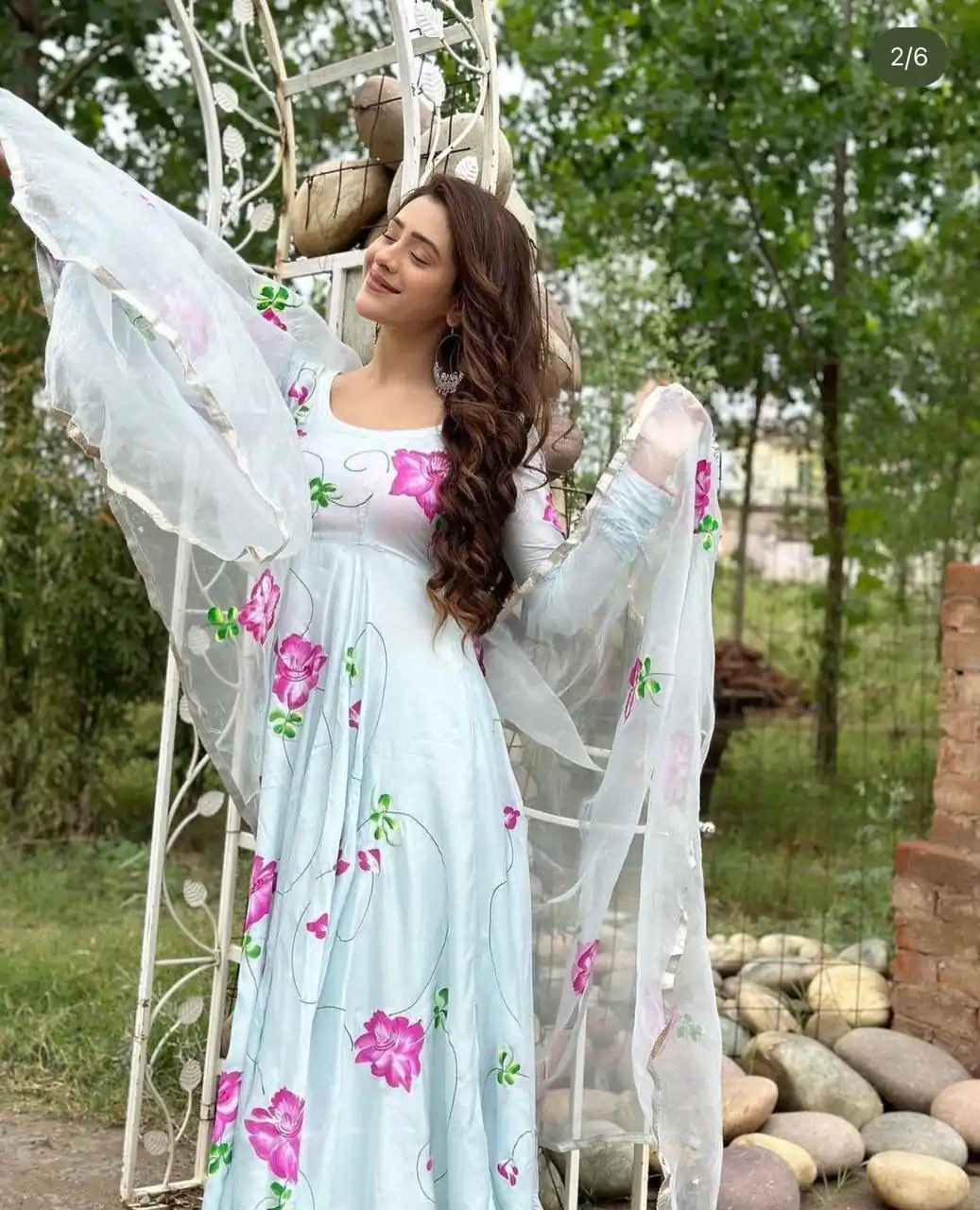 ST 1019 Blue Color Satin Georgette With Digital Print Anarkali Suit Casual, Wedding, Party, Festive, Events Etc. Expected Delivery 4-6 Working Days @1399/- | Anarkali Suits, Bollywood Anarkali, Creative-Anarkali, Designer Anarkali, Embroidered Anarkali, Party Wear Anarkali