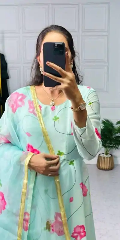 ST 1019 Blue Color Satin Georgette With Digital Print Anarkali Suit Casual, Wedding, Party, Festive, Events Etc. Expected Delivery 4-6 Working Days @1399/- | Anarkali Suits, Bollywood Anarkali, Creative-Anarkali, Designer Anarkali, Embroidered Anarkali, Party Wear Anarkali