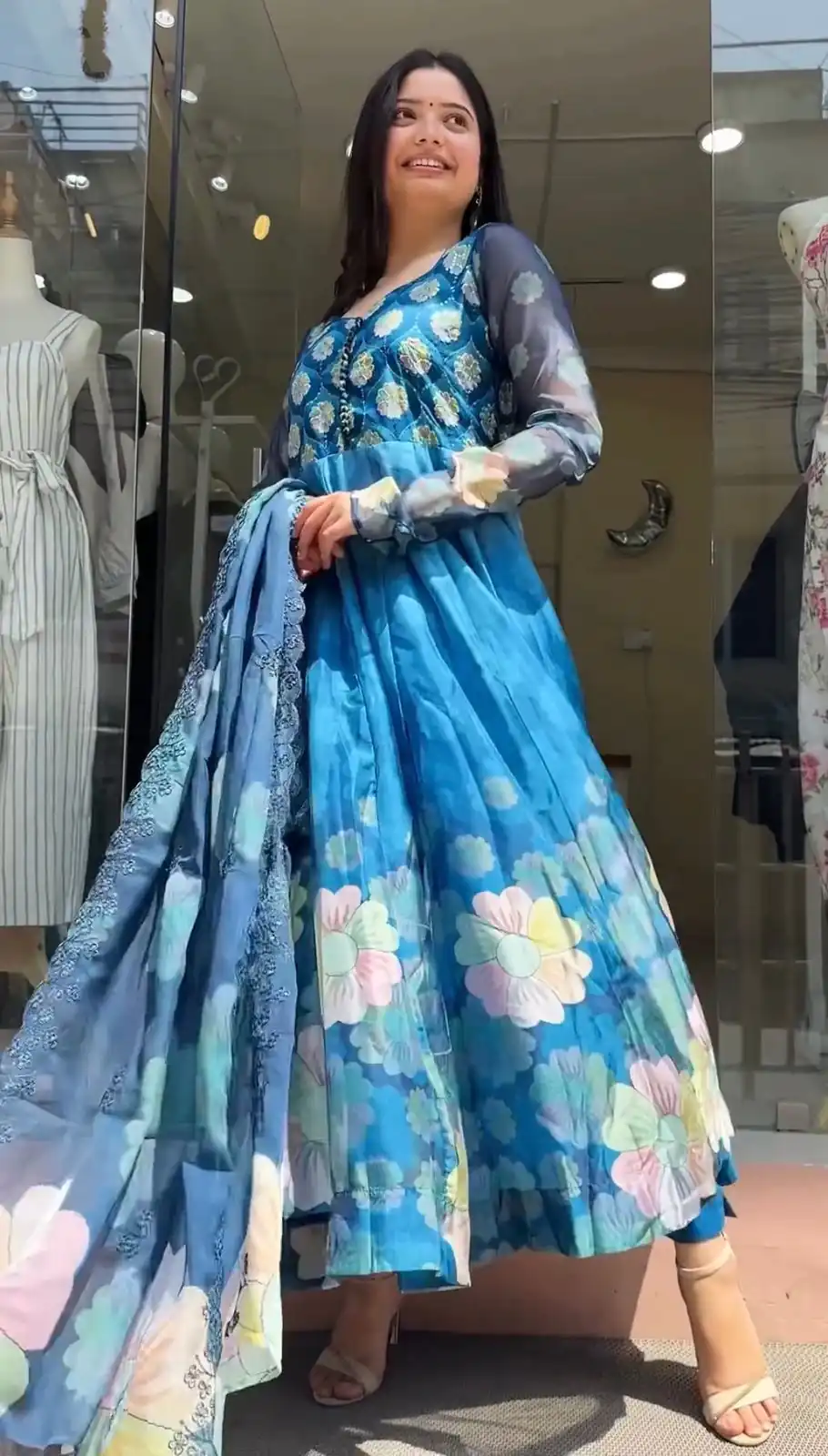 VLM 184 Blue color Tabby Silk Embroidery Digital Print Salwar Suit Casual, Wedding, Party, Festive, Events . Expected Delivery  4-6 Working Days @2099/- | Jump Suits, Salwar suit, Casual Suits, Creative suits, Designer Suits, Palazzo Suits, Party Wear Suits, Patiala Suits, Straight Suits