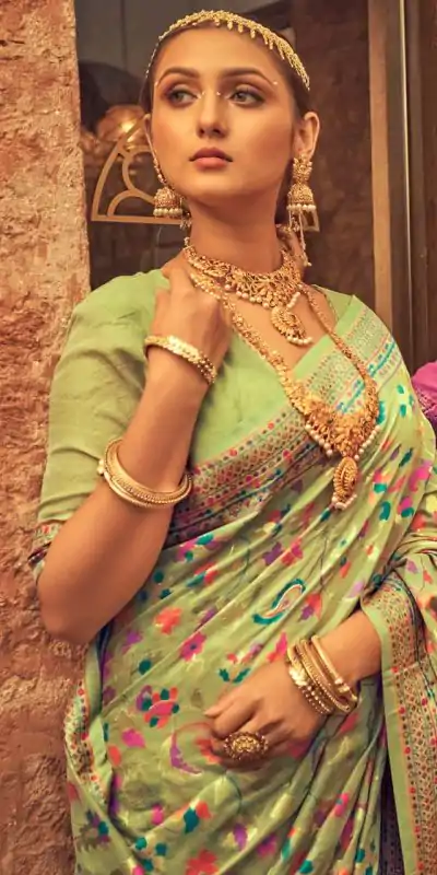 DDF 502 Green Color Kashmiri Running Thread Zari Work Saree Casual, Party Wear, Events, Festivals Etc. Expected Delivery 4-6 Working Days 2399/- | Designer Sarees, Sarees, Bollywood Sarees, Creative Sarees, Embroidered Sarees, Ethnic Saree, Modern Digital sarees, Party Wear Sarees