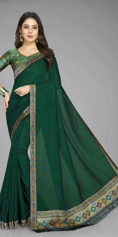 DDH Green Color Vichitra Silk Rich Pallu Jacquard Border Saree Events Casual, Wedding, Festive, Events Etc. Expected Delivery  4-6 Working Days @1549/- | Designer Sarees, Sarees, Bollywood Sarees, Creative Sarees, Embroidered Sarees, Ethnic Saree, Modern Digital sarees, Party Wear Sarees