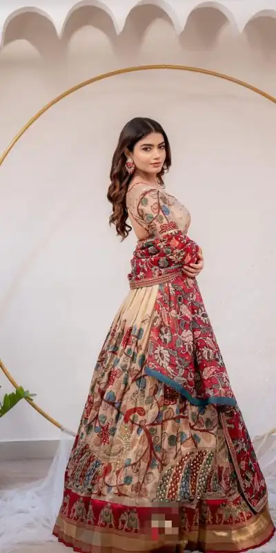 PC 364 Grey Color Chinon Kalamkari Printed Work Lehenga Choli Casual, Party Wear, Events, Festivals Wear Expected Delivery 4-6 Working Days @2099/- | Lehenga, Bollywood Lehenga, Creative Lehenga, Designer Lehenga, Embroidered Lehenga, Party Wear Lehenga