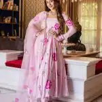 ST 1019 Pink Color Satin Georgette With Digital Print Anarkali Suit Casual, Wedding, Party, Festive, Events Etc. Expected Delivery 4-6 Working Days @1399/- | Anarkali Suits, Bollywood Anarkali, Creative-Anarkali, Designer Anarkali, Embroidered Anarkali, Party Wear Anarkali