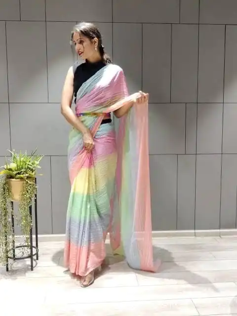 MS 441 Rainbow Color Chiffon Zari All Over Rainbow Shade Saree Casual, Party Wear, Wedding, Events, Etc. Expected Delivery 4-6 Working Days 1499/- | Designer Sarees, Sarees, Bollywood Sarees, Creative Sarees, Embroidered Sarees, Ethnic Saree, Modern Digital sarees, Party Wear Sarees