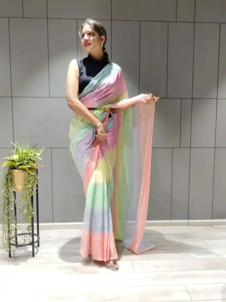 MS 441 Rainbow Color Chiffon Zari All Over Rainbow Shade Saree Casual, Party Wear, Wedding, Events, Etc. Expected Delivery 4-6 Working Days 1499/- | Designer Sarees, Sarees, Bollywood Sarees, Creative Sarees, Embroidered Sarees, Ethnic Saree, Modern Digital sarees, Party Wear Sarees