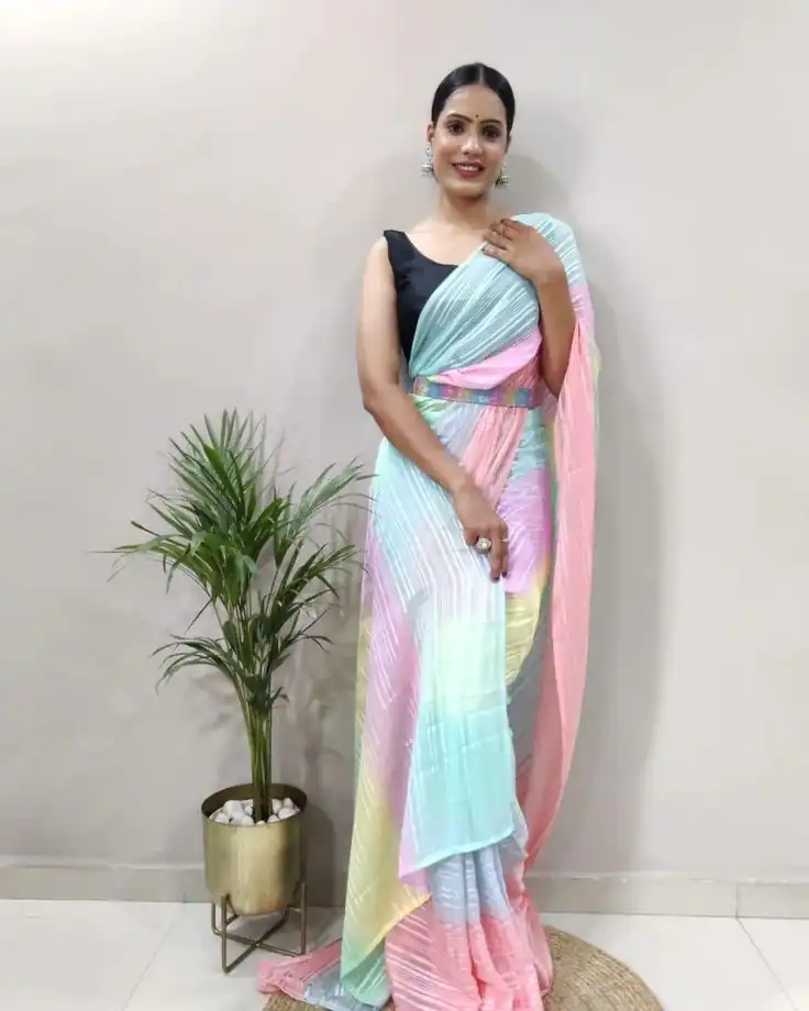 MS 441 Rainbow Color Chiffon Zari All Over Rainbow Shade Saree Casual, Party Wear, Wedding, Events, Etc. Expected Delivery 4-6 Working Days 1499/- | Designer Sarees, Sarees, Bollywood Sarees, Creative Sarees, Embroidered Sarees, Ethnic Saree, Modern Digital sarees, Party Wear Sarees