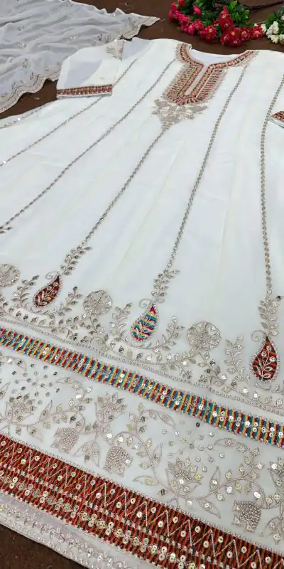 KF 1638 White Color Georgette Embroidered Sequence Salwar Suit Wedding, Party, Festive, Events Etc. Expected Delivery 4-6 Working Days @2199/-Only | Salwar suit, Casual Suits, Creative suits, Designer Suits, Palazzo Suits, Party Wear Suits, Straight Suits
