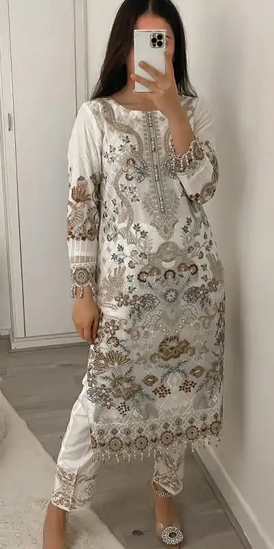 MF 423 White Color Faux Georgette Embroidery Sequence Salwar Suit Wedding, Party, Festive, Events Etc. Expected 4-6 Working Days @2449/- | Salwar suit, Casual Suits, Creative suits, Designer Suits, Palazzo Suits, Party Wear Suits, Patiala Suits, Straight Suits