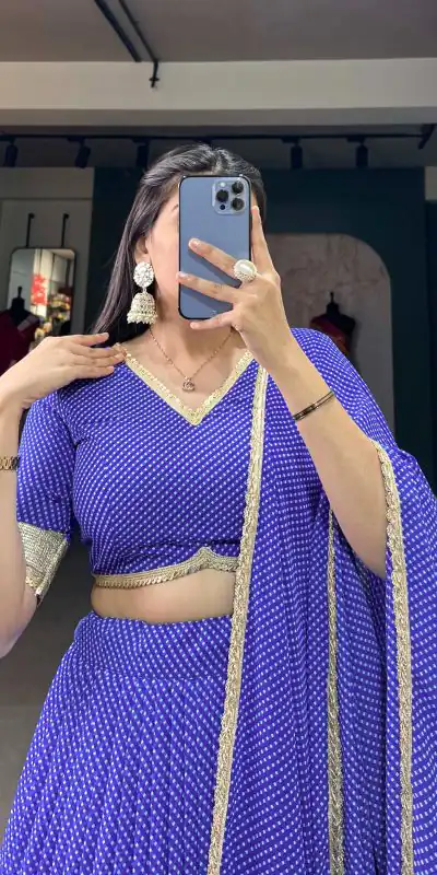 LNB 1212 Blue Color Georgette Print With Lace Border Lehenga Choli Festive Party Wedding, Events etc. Delivery 4-6 Working Days @2149/- | Lehenga, Bollywood Lehenga, Creative Lehenga, Designer Lehenga, Embroidered Lehenga, Party Wear Lehenga