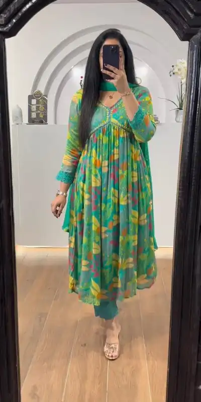 LG 1838 Green Color Chinon Printed And Sequence Embroidery Salwar Suit Casual, Wedding, Festive, Events Expected Delivery 4-6 Working Days @1799/- | Jump Suits, Salwar suit, Casual Suits, Creative suits, Designer Suits, Palazzo Suits, Party Wear Suits, Patiala Suits, Straight Suits