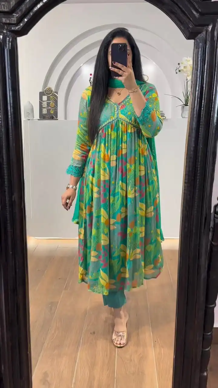 LG 1838 Green Color Chinon Printed And Sequence Embroidery Salwar Suit Casual, Wedding, Festive, Events Expected Delivery 4-6 Working Days @1799/- | Jump Suits, Salwar suit, Casual Suits, Creative suits, Designer Suits, Palazzo Suits, Party Wear Suits, Patiala Suits, Straight Suits