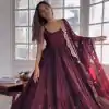 Pretty Maroon Color Chinon Embroidery Sequence Anarkali Suit