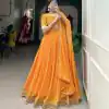 LNB 1212 Mustard Color Georgette Print With Lace Border Lehenga Choli Festive Party Wedding, Events etc. Delivery 4-6 Working Days @2149/- | Lehenga, Bollywood Lehenga, Creative Lehenga, Designer Lehenga, Embroidered Lehenga, Party Wear Lehenga
