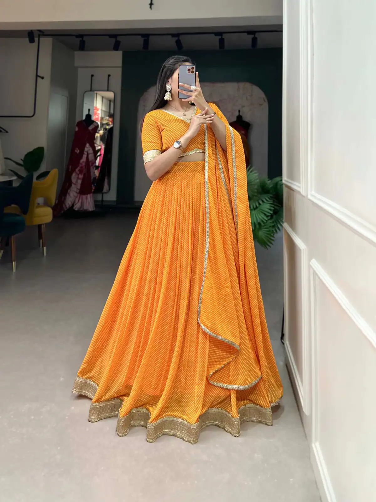 LNB 1212 Mustard Color Georgette Print With Lace Border Lehenga Choli Festive Party Wedding, Events etc. Delivery 4-6 Working Days @2149/- | Lehenga, Bollywood Lehenga, Creative Lehenga, Designer Lehenga, Embroidered Lehenga, Party Wear Lehenga