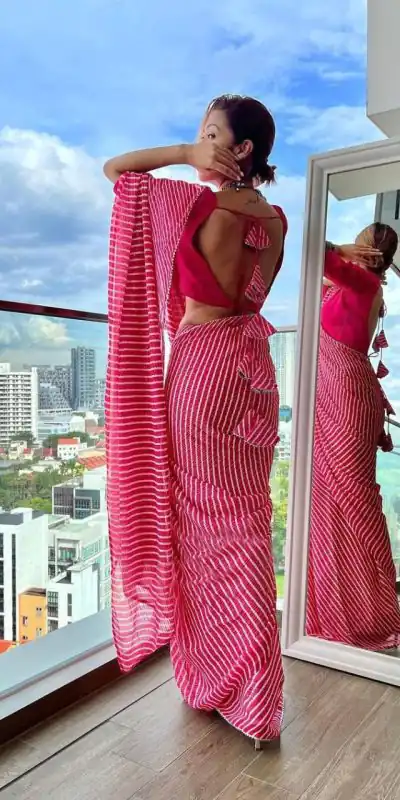 KD 356 Pink Color Georgette Sequence Crochet Laheriya Printed Work Saree Casual, Party Wear, Wedding, Events Etc. Expected Delivery 4-6 Working Days @1599/- | Designer Sarees, Embroidered Sarees, Sarees, Bollywood Sarees, Creative Sarees, Ethnic Saree, Modern Digital sarees, Party Wear Sarees