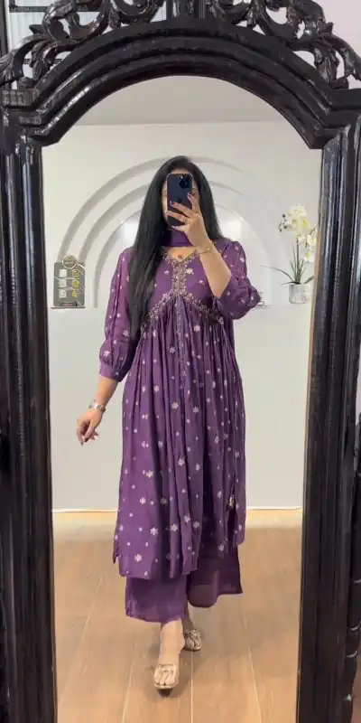 LG 1838 Purple Color Chinon Printed And Sequence Embroidery Salwar Suit Casual, Wedding, Festive, Events Expected Delivery 4-6 Working Days @1799/- | Jump Suits, Salwar suit, Casual Suits, Creative suits, Designer Suits, Palazzo Suits, Party Wear Suits, Patiala Suits, Straight Suits