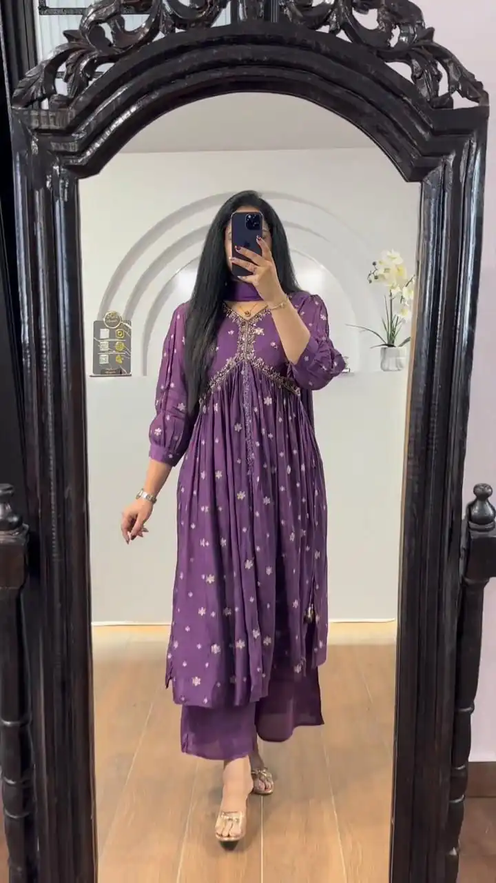 LG 1838 Purple Color Chinon Printed And Sequence Embroidery Salwar Suit Casual, Wedding, Festive, Events Expected Delivery 4-6 Working Days @1799/- | Jump Suits, Salwar suit, Casual Suits, Creative suits, Designer Suits, Palazzo Suits, Party Wear Suits, Patiala Suits, Straight Suits