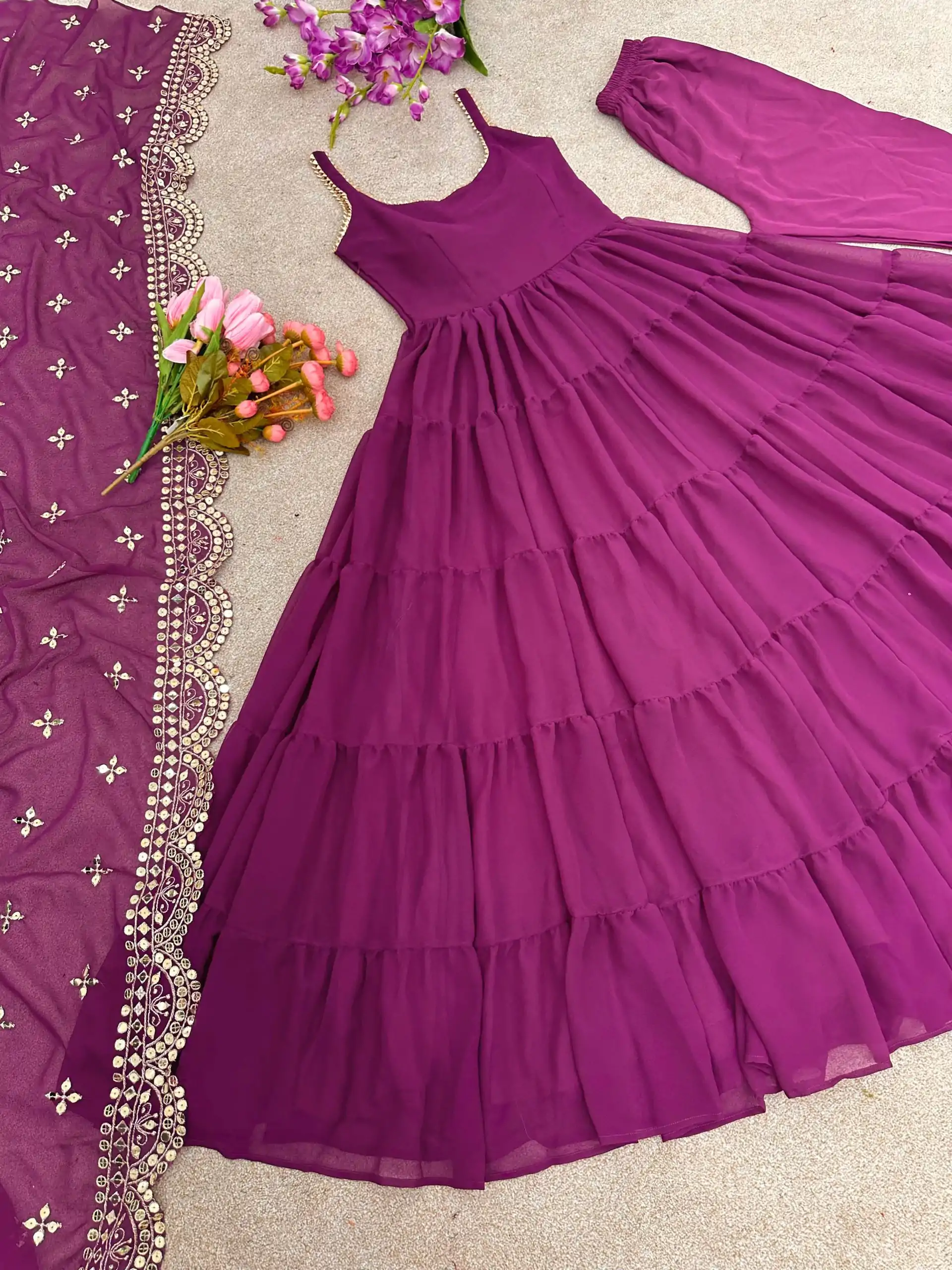 SSR 391 Purple Color Chinon Silk Embroidery Sequence Anarkali Suit Wedding, Party, Festive, Events Expected Delivery 4-6 Working Days @ 1849/- Only | Anarkali Suits, Bollywood Anarkali, Creative-Anarkali, Designer Anarkali, Embroidered Anarkali, Party Wear Anarkali, Straight Suits