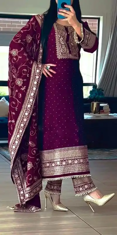 SRK 5165 Purple Color Georgette Embroidery Sequence Salwar Suit Wedding, Party, Festive, Events Expected Delivery 4-6 Working Days @ 2399/- | Salwar suit, Casual Suits, Creative suits, Designer Suits, Palazzo Suits, Party Wear Suits, Patiala Suits, Straight Suits