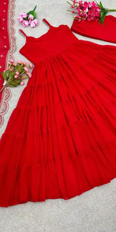 SSR 391 Red Color Chinon Silk Embroidery Sequence Anarkali Suit Wedding, Party, Festive, Events Expected Delivery 4-6 Working Days @ 1849/- Only | Anarkali Suits, Bollywood Anarkali, Creative-Anarkali, Designer Anarkali, Embroidered Anarkali, Party Wear Anarkali, Straight Suits
