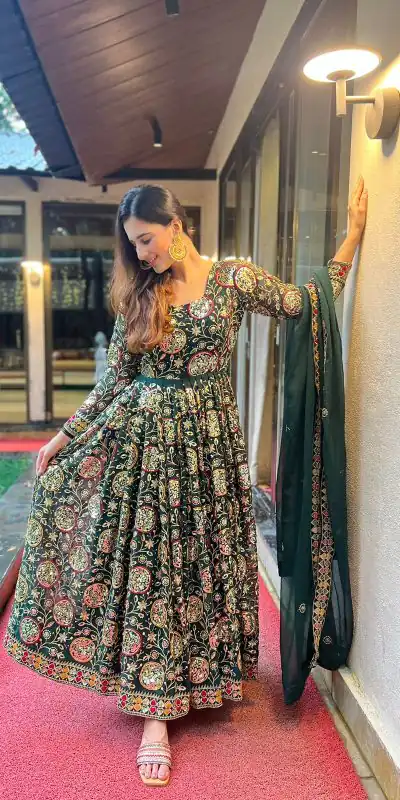 NF 1178 Green color Faux Georgette Embroidery Sequence Work Salwar Suit Casual, Wedding, Party, Festive, Events . Expected Delivery  4-6 Working Days @2349 | Jump Suits, Salwar suit, Casual Suits, Creative suits, Designer Suits, Palazzo Suits, Party Wear Suits, Patiala Suits, Straight Suits
