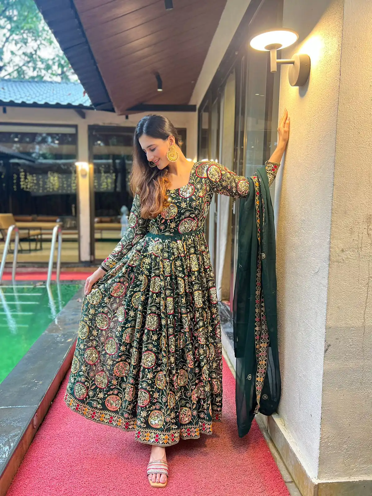 NF 1178 Green color Faux Georgette Embroidery Sequence Work Salwar Suit Casual, Wedding, Party, Festive, Events . Expected Delivery  4-6 Working Days @2349 | Jump Suits, Salwar suit, Casual Suits, Creative suits, Designer Suits, Palazzo Suits, Party Wear Suits, Patiala Suits, Straight Suits