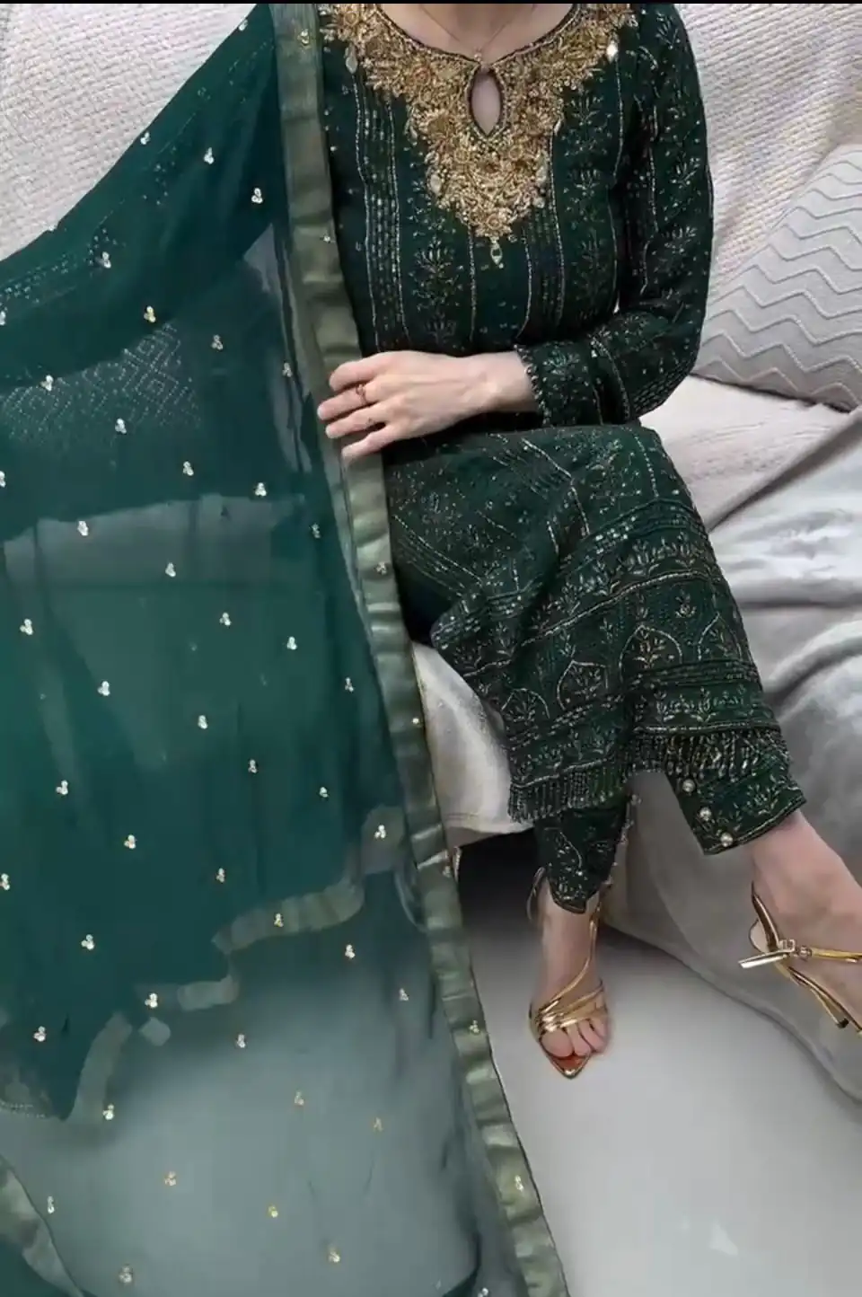 VLM 189 Green Color Georgette Embroidery Real Mirror Salwar Suit Wedding, Party, Festive, Events Expected Delivery 4-6 Working Days @ 2149/- Only | Salwar suit, Casual Suits, Creative suits, Designer Suits, Party Wear Suits, Straight Suits