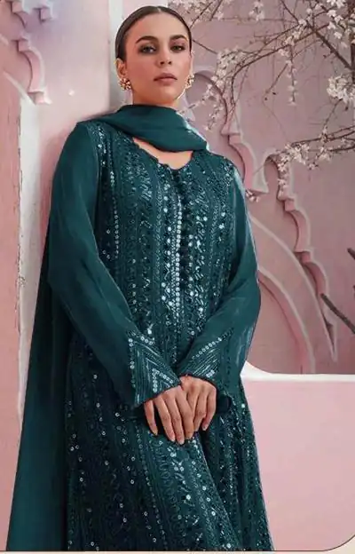 DS 001255 Blue color Georgette Embroidered Sequence Salwar Suit Casual, Wedding, Party, Festive, Events . Expected Delivery  4-6 Working Days @1999/- | Salwar suit, Casual Suits, Creative suits, Designer Suits, Palazzo Suits, Party Wear Suits, Patiala Suits, Straight Suits