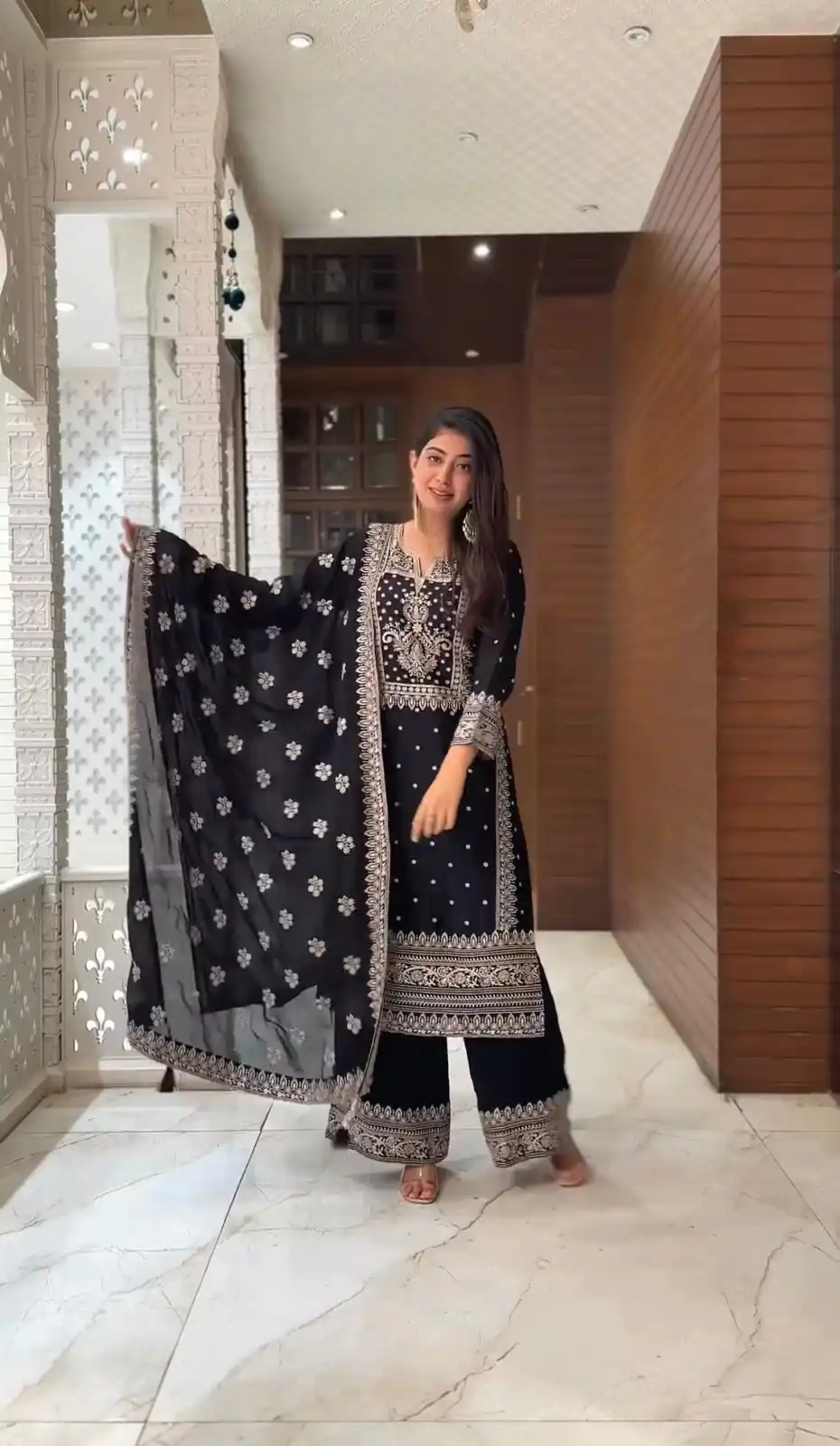 VLM 183 Black Color Chinnon Silk Embroidery Work Salwar Suit Wedding, Party, Festive, Events Expected Delivery 4-6 Working Days @ 2149/- Only | Salwar suit, Casual Suits, Creative suits, Designer Suits, Party Wear Suits, Straight Suits