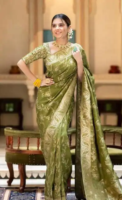 KP 5072 Green Color Soft Lichi Silk Jacquard On All Over Saree Casual, Party Wear, Wedding, Events Etc. Expected Delivery 4-6 Working Days @1499/- | Designer Sarees, Sarees, Bollywood Sarees, Creative Sarees, Embroidered Sarees, Ethnic Saree, Modern Digital sarees, Party Wear Sarees