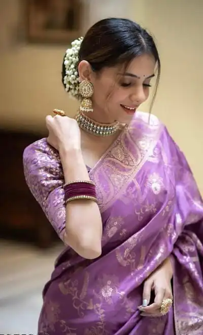 KP 5072B Light Purple Color Soft Lichi Silk Jacquard On All Over Saree Casual, Party Wear, Wedding, Events Etc. Expected Delivery 4-6 Working Days @1499/- | Designer Sarees, Sarees, Bollywood Sarees, Creative Sarees, Embroidered Sarees, Ethnic Saree, Modern Digital sarees, Party Wear Sarees