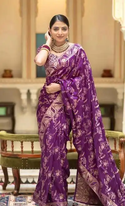 KP 5072B Purple Color Soft Lichi Silk Jacquard On All Over Saree Casual, Party Wear, Wedding, Events Etc. Expected Delivery 4-6 Working Days @1499/- | Designer Sarees, Sarees, Bollywood Sarees, Creative Sarees, Embroidered Sarees, Ethnic Saree, Modern Digital sarees, Party Wear Sarees