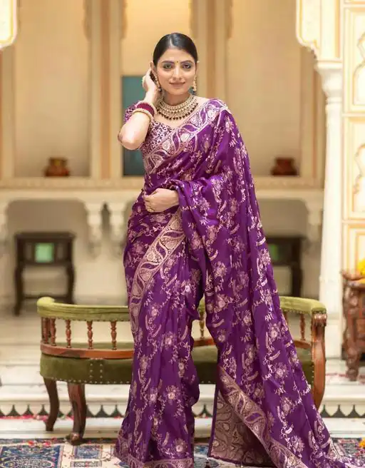 KP 5072B Purple Color Soft Lichi Silk Jacquard On All Over Saree Casual, Party Wear, Wedding, Events Etc. Expected Delivery 4-6 Working Days @1499/- | Designer Sarees, Sarees, Bollywood Sarees, Creative Sarees, Embroidered Sarees, Ethnic Saree, Modern Digital sarees, Party Wear Sarees