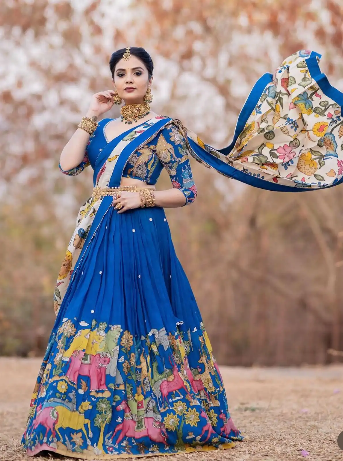 PC 357 Blue Color Chant Crepe Kalamkari Printed Lehenga Choli Casual, Party Wear, Events, Festivals Wear Expected Delivery 4-6 Working Days @2099/- | Lehenga, Bollywood Lehenga, Creative Lehenga, Designer Lehenga, Embroidered Lehenga, Party Wear Lehenga