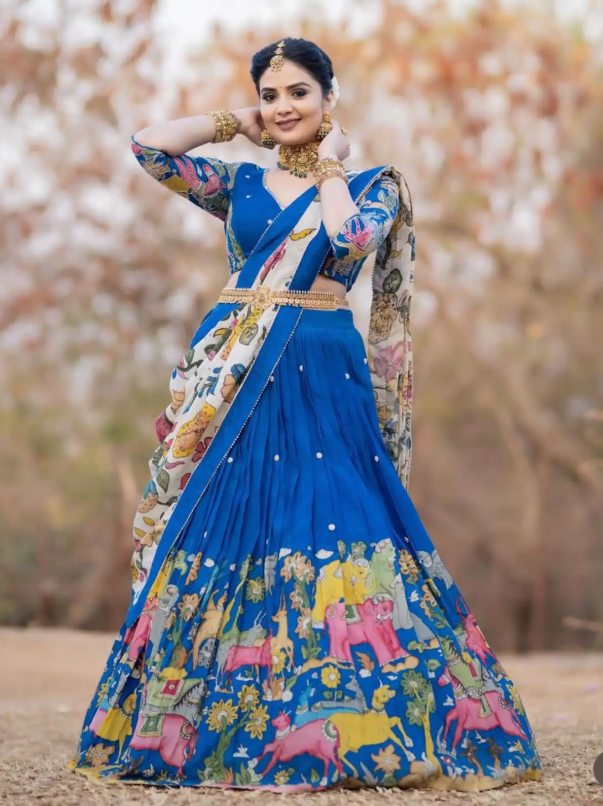 PC 357 Blue Color Chant Crepe Kalamkari Printed Lehenga Choli Casual, Party Wear, Events, Festivals Wear Expected Delivery 4-6 Working Days @2099/- | Lehenga, Bollywood Lehenga, Creative Lehenga, Designer Lehenga, Embroidered Lehenga, Party Wear Lehenga