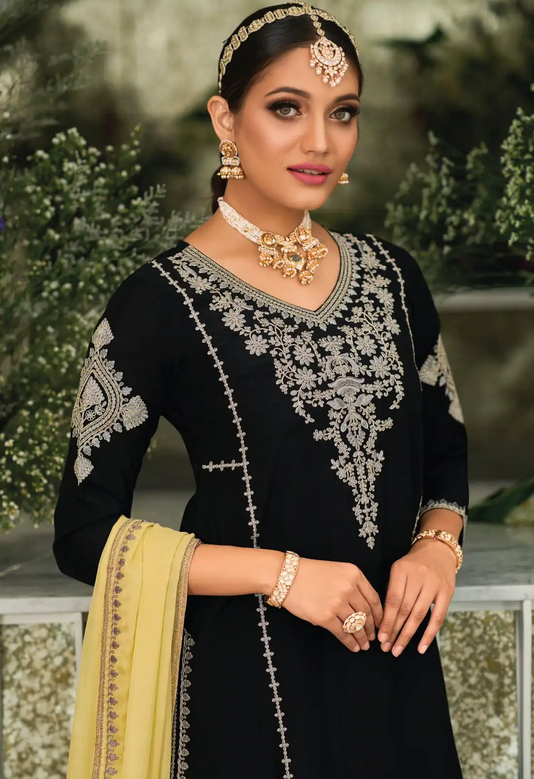 KF 1635 Black  Top : Georgette Chine Stitched Work Salwar Suit Wedding, Party, Festive, Events Etc.  Expected Delivery 4-6 Working Days @2049/-Only | Salwar suit, Casual Suits, Creative suits, Designer Suits, Palazzo Suits, Party Wear Suits, Straight Suits