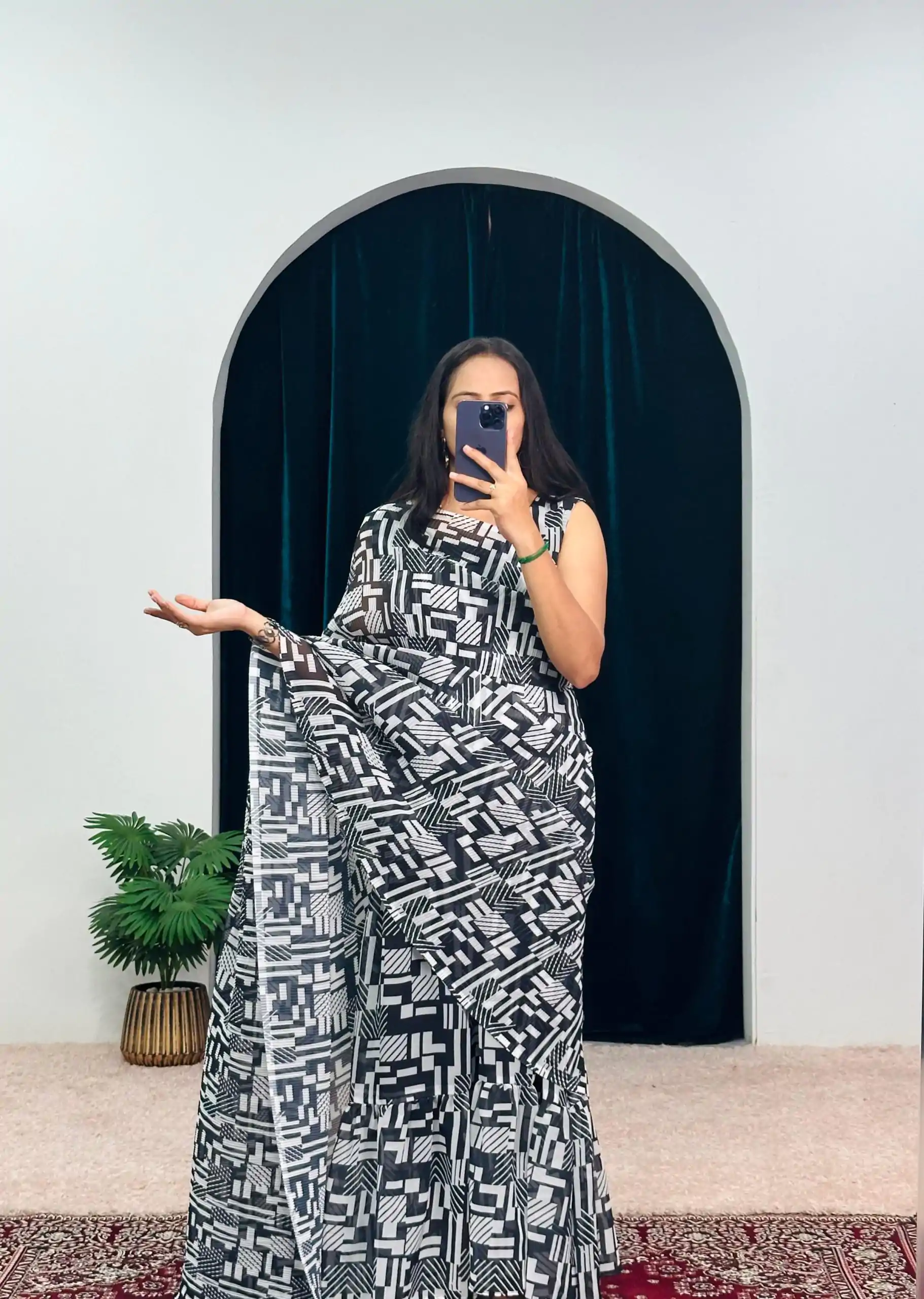 ST 1051 Black Color Georgette Digital Printed Work Saree Saree Casual, Wedding, Party, Festive, Events Etc. Expected Delivery 4-6 Working Days @1849/- | Designer Sarees, Sarees, Bollywood Sarees, Creative Sarees, Embroidered Sarees, Ethnic Saree, Modern Digital sarees, Party Wear Sarees