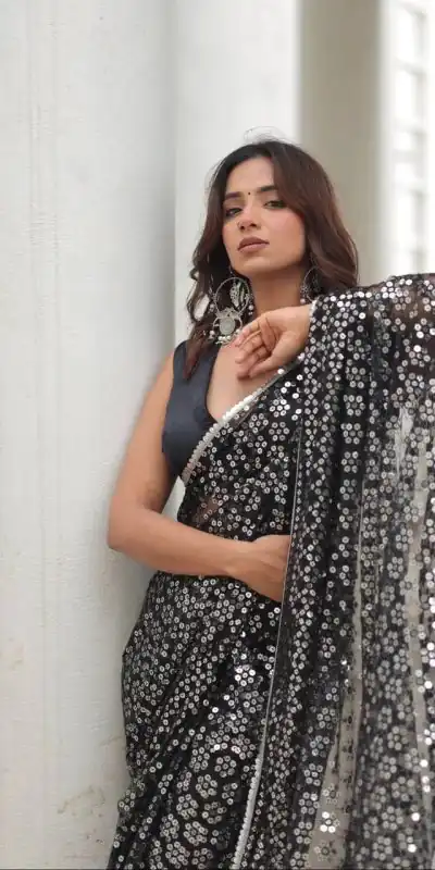 ST 451 Black Color Georgette Embroidery Cotton Thread Work Saree Casual, Wedding, Party, Festive, Events Etc. Expected Delivery 4-6 Working Days @1999/- | Designer Sarees, Sarees, Bollywood Sarees, Creative Sarees, Embroidered Sarees, Ethnic Saree, Modern Digital sarees, Party Wear Sarees