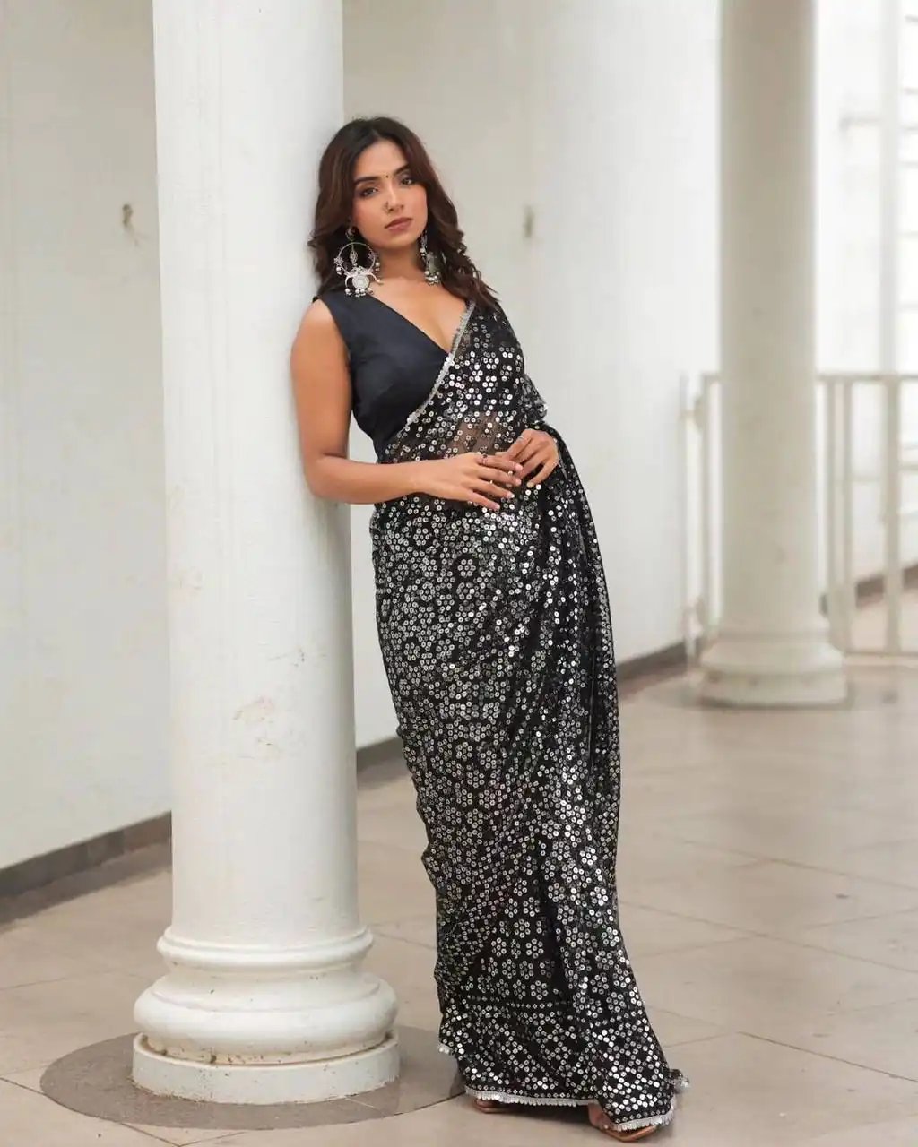 ST 451 Black Color Georgette Embroidery Cotton Thread Work Saree Casual, Wedding, Party, Festive, Events Etc. Expected Delivery 4-6 Working Days @1999/- | Designer Sarees, Sarees, Bollywood Sarees, Creative Sarees, Embroidered Sarees, Ethnic Saree, Modern Digital sarees, Party Wear Sarees