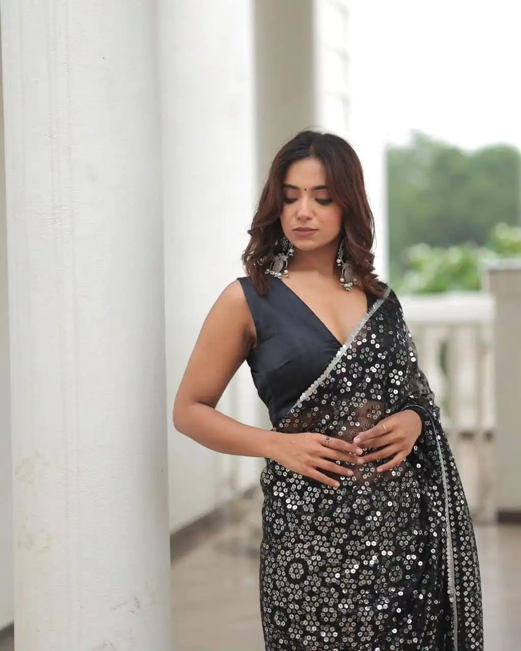 ST 451 Black Color Georgette Embroidery Cotton Thread Work Saree Casual, Wedding, Party, Festive, Events Etc. Expected Delivery 4-6 Working Days @1999/- | Designer Sarees, Sarees, Bollywood Sarees, Creative Sarees, Embroidered Sarees, Ethnic Saree, Modern Digital sarees, Party Wear Sarees
