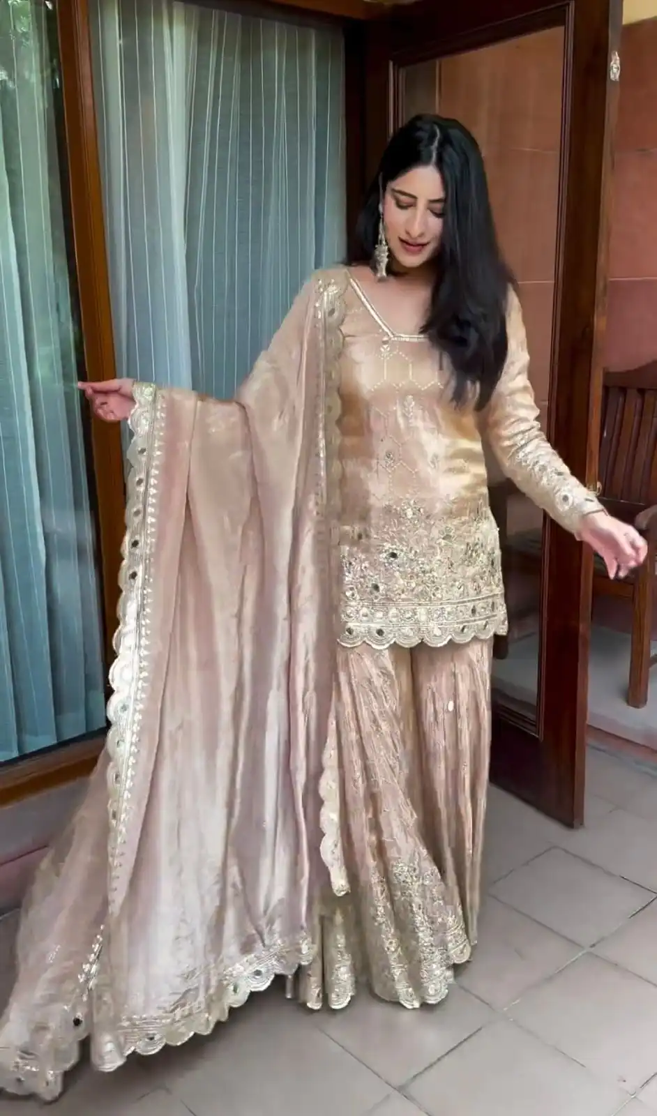 VLM 186 Golden color Chinon Silk Embroidery Work Salwar Suit Casual, Wedding, Party, Festive, Events . Expected Delivery  4-6 Working Days @2199/- | Jump Suits, Salwar suit, Casual Suits, Creative suits, Designer Suits, Palazzo Suits, Party Wear Suits, Patiala Suits, Straight Suits