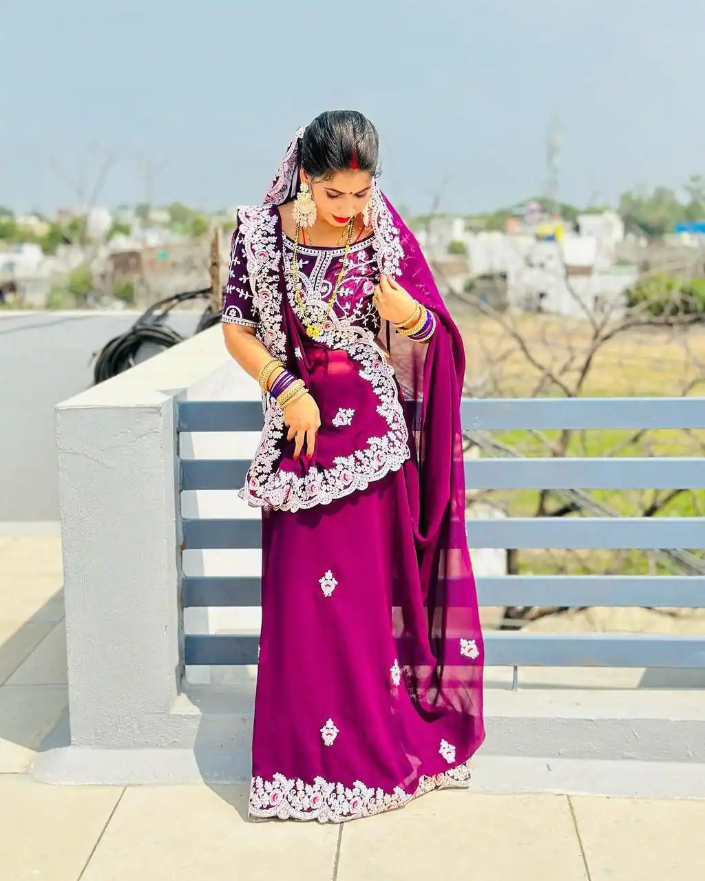 ST 447 Purple Color Georgette Cotton Thread Embroidery Saree Casual, Wedding, Party, Festive, Events Etc. Expected Delivery 4-6 Working Days @1849/- | Designer Sarees, Sarees, Bollywood Sarees, Creative Sarees, Embroidered Sarees, Ethnic Saree, Modern Digital sarees, Party Wear Sarees