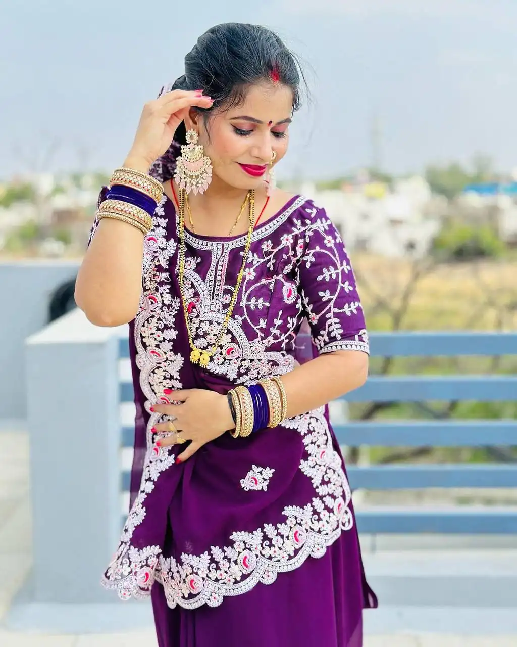 ST 447 Purple Color Georgette Cotton Thread Embroidery Saree Casual, Wedding, Party, Festive, Events Etc. Expected Delivery 4-6 Working Days @1849/- | Designer Sarees, Sarees, Bollywood Sarees, Creative Sarees, Embroidered Sarees, Ethnic Saree, Modern Digital sarees, Party Wear Sarees